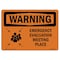 Signmission OSHA Warning Sign, 10" H, Rigid Plastic, Emergency Evacuation Meeting Place With Symbol, Landscape OS-WS-P-1014-L-12109 - alternate 1